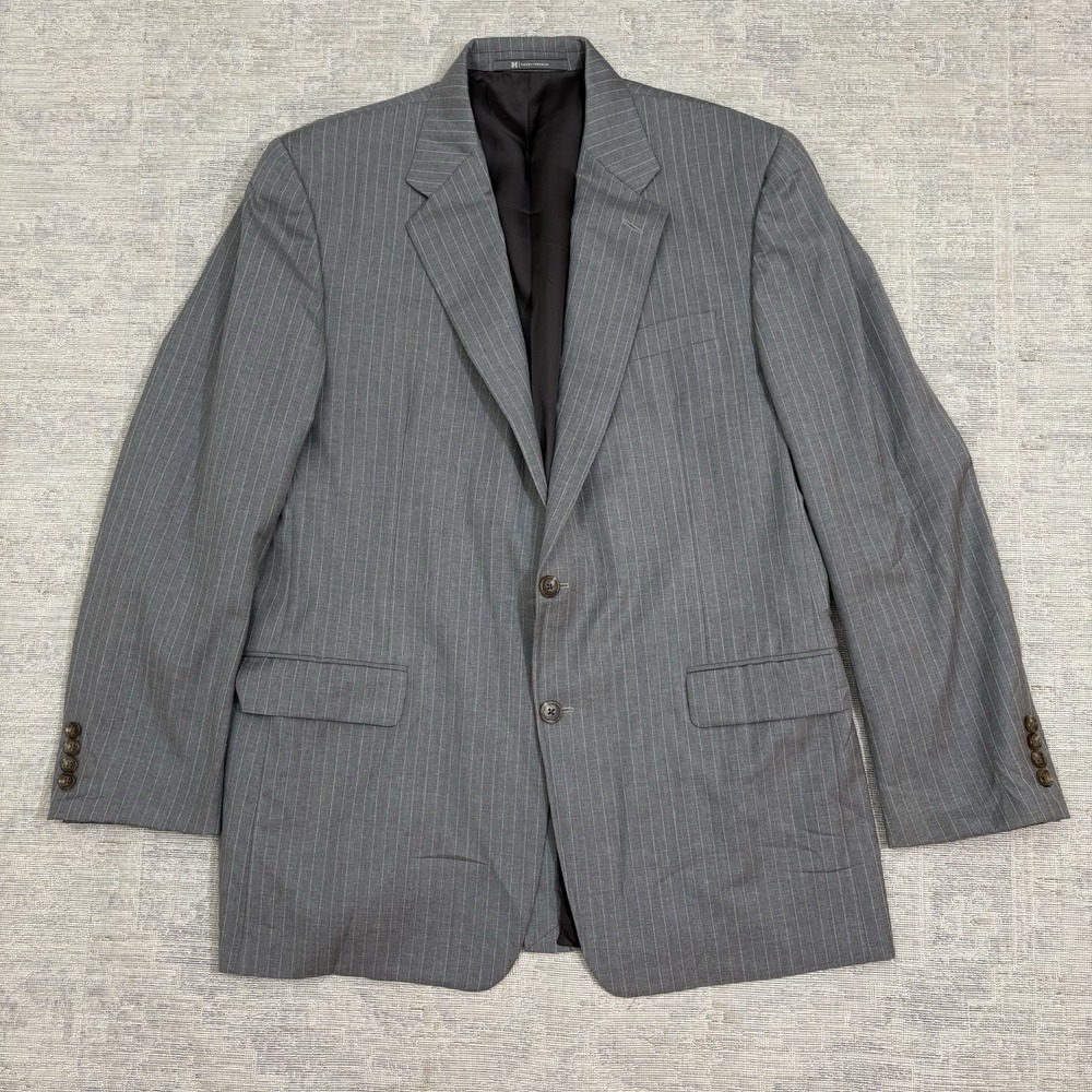 Hickey Freeman Madison Blazer 42R Gray Pinstripe Worsted Wool Sport Coat USA